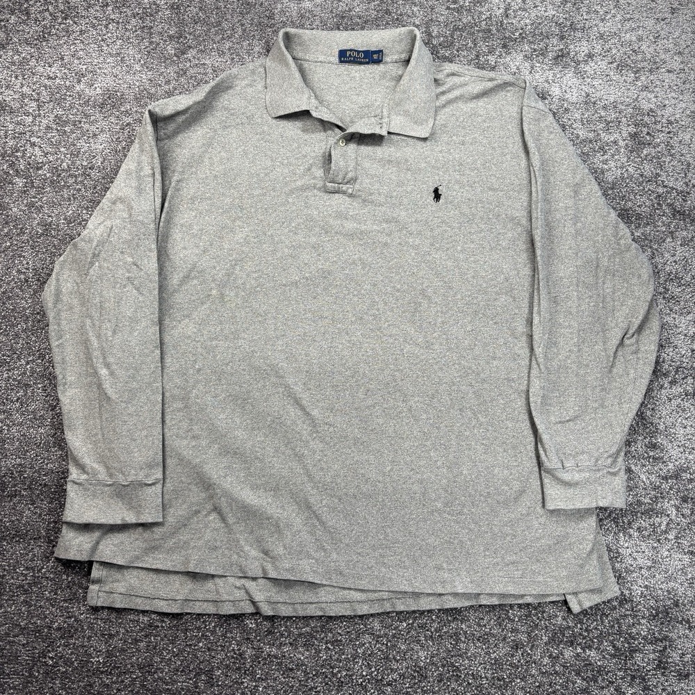 Polo Ralph Lauren Long Sleeve Polo Shirt Men's‎ 4XLT Tall Gray Cotton Pony